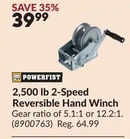 Princess Auto 2,500 lb 2-Speed Reversible Hand Winch offer