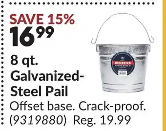 Princess Auto 8 qt. Galvanized-Steel Pail offer