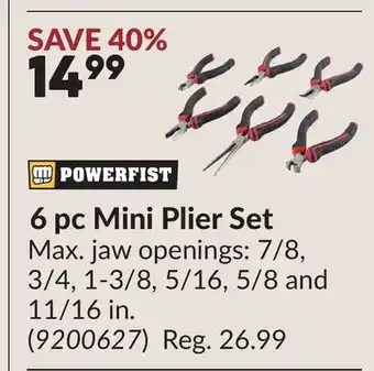 Princess Auto 6 pc Mini Plier Set offer