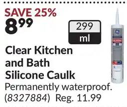 Princess Auto Clear Kitchen and Bath Silicone Caulk offer