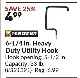 Princess Auto 6-1/4 in. Heavy Duty Utility Hook offer