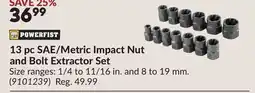 Princess Auto 13 pc SAE/Metric Impact Nut and Bolt Extractor Set offer