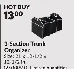 Princess Auto 3-Section Trunk Organizer offer