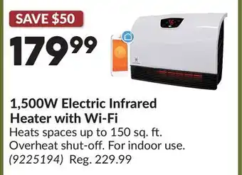 Princess Auto 1,500W Electric Infrared Heater with Wi-Fi offer