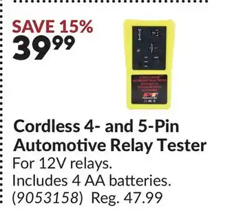 Princess Auto Cordless 4- and 5-Pin Automotive Relay Tester offer