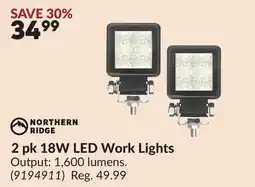 Princess Auto 2 pk 18W LED Work Lights offer