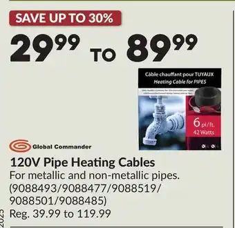 Princess Auto 120V Pipe Heating Cables offer