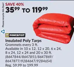Princess Auto Insulated Poly Tarps offer