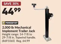 Princess Auto 2,000 lb Mechanical Implement Trailer Jack offer