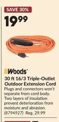 Princess Auto 30 ft16/3 Triple-Outlet Outdoor Extension Cord offer