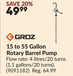 Princess Auto 15 to 55 Gallon Rotary Barrel Pump offer