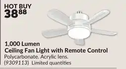 Princess Auto 1,000 Lumen Ceiling Fan Light with Remote Control offer