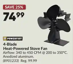 Princess Auto 4-Blade Heat-Powered Stove Fan offer
