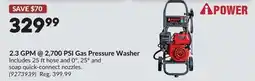 Princess Auto 2.3 GPM @ 2,700 PSI Gas Pressure Washer offer