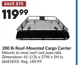 Princess Auto 200 lb Roof-Mounted Cargo Carrier offer