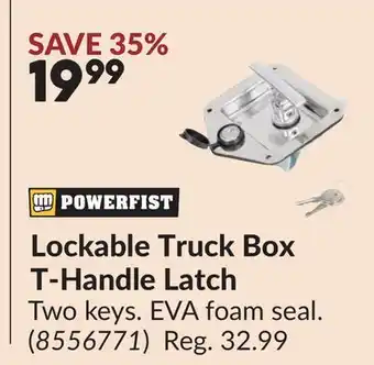 Princess Auto Lockable Truck Box T-Handle Latch offer