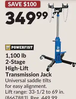 Princess Auto 1,100 lb 2-Stage High-Li Transmission Jack offer