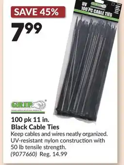 Princess Auto 100 pk 11 in. Black Cable Ties offer