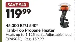 Princess Auto 45,000 BTU 540° Tank-Top Propane Heater offer