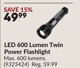 Princess Auto LED 600 Lumen Twin Power Flashlight offer