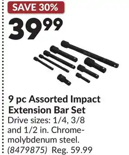 Princess Auto 9 pc Assorted Impact Extension Bar Set offer