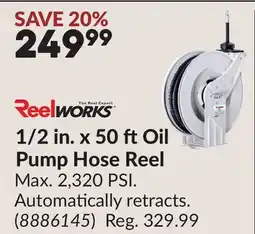 Princess Auto 1/2 in. x 50 ftOil Pump Hose Reel offer
