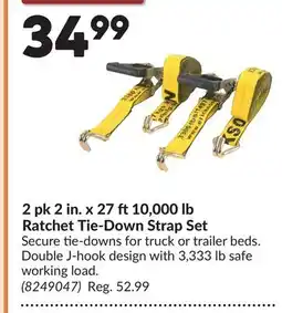 Princess Auto 2 pk 2 in. x 27 ft 10,000 lb Ratchet Tie-Down Strap Set offer