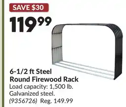 Princess Auto 6-1/2 ftSteel Round Firewood Rack offer