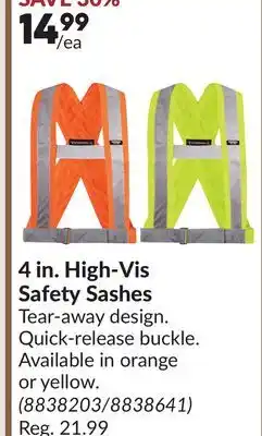 Princess Auto 4 in. High-Vis Safety Sashes offer