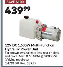 Princess Auto 12V DC 1,600W Multi-Function Hydraulic Power Unit offer