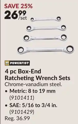 Princess Auto 4 pc Box-End Ratcheting Wrench Sets offer