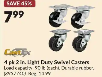 Princess Auto 4 pk 2 in. Light Duty Swivel Casters offer