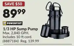 Princess Auto 1/3 HP Sump Pump offer