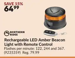 Princess Auto Rechargeable LED Amber Beacon Light with Remote Control offer