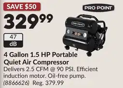 Princess Auto 4 Gallon 1.5 HP Portable Quiet Air Compressor offer