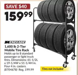 Princess Auto 1,600 lb 2-Tier Mobile Tire Rack offer