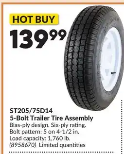 Princess Auto ST205/75D14 5-Bolt Trailer Tire Assembly offer