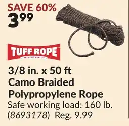 Princess Auto 3/8 in. x 50 Camo Braided Polypropylene Rope offer