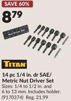 Princess Auto 14 pc 1/4 in. dr SAE/ Metric Nut Driver Set offer