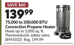 Princess Auto 75,000 to 200,000 BTU Convection Propane Heater offer