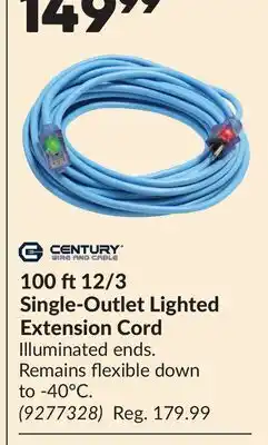 Princess Auto 100 ft12/3 Single-Outlet Lighted Extension Cord offer