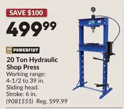 Princess Auto 20 Ton Hydraulic Shop Press offer