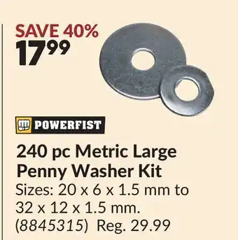 Princess Auto 240 pc Metric Large Penny Washer Kit offer