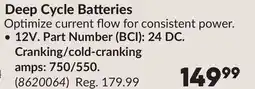 Princess Auto Deep Cycle Batteries 12V. Part Number (BCI): 24 DC. Cranking/cold-cranking amps: 750/550 offer
