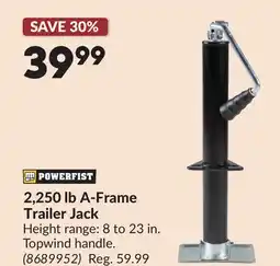 Princess Auto 2,250 lb A-Frame Trailer Jack offer