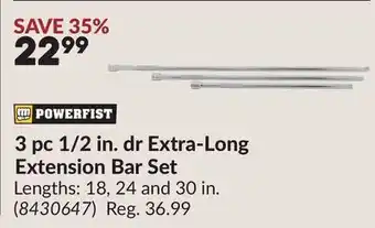 Princess Auto 3 pc 1/2 in. dr Extra-Long Extension Bar Set offer
