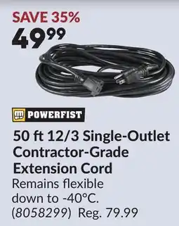 Princess Auto 50 ft 12/3 Single-Outlet Contractor-Grade Extension Cord offer