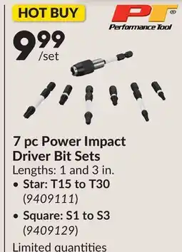 Princess Auto 7 pc Power Impact Driver Bit Sets offer