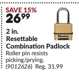 Princess Auto 2 in. Resettable Combination Padlock offer