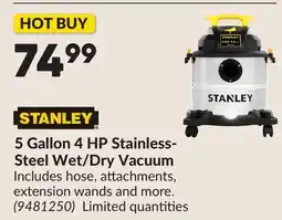 Princess Auto 5 Gallon 4 HP Stainless- Steel Wet/Dry Vacuum offer